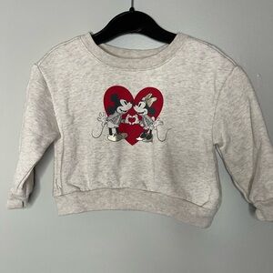 Baby GAP Disney Gray Mickey & Minnie Heart Sweatshirt Girls 18-24 Months